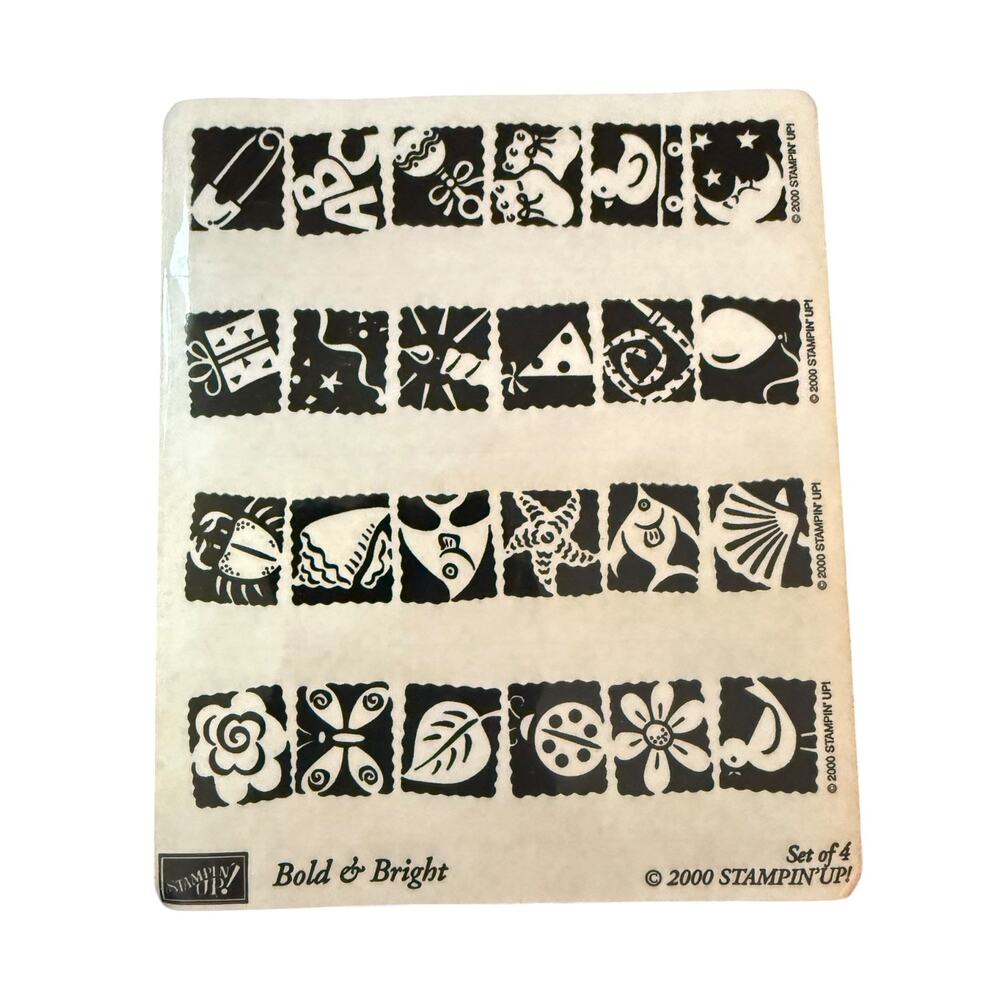 Stampin' Up! Vintage 2000 Bold & Bright 4 Piece Set Unmounted Rubber Stamp Set